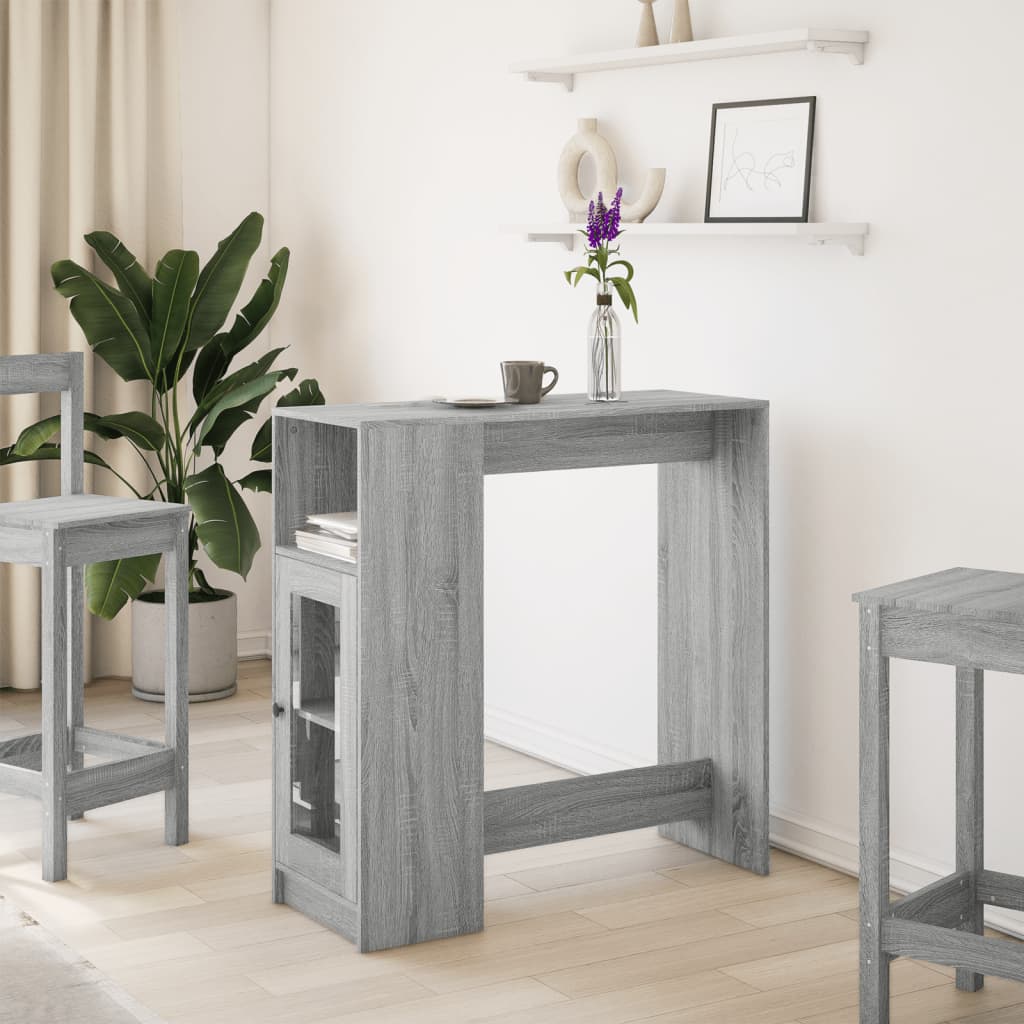 Bartisch mit Regal Grau Sonoma 101x40x103,5 cm Holzwerkstoff