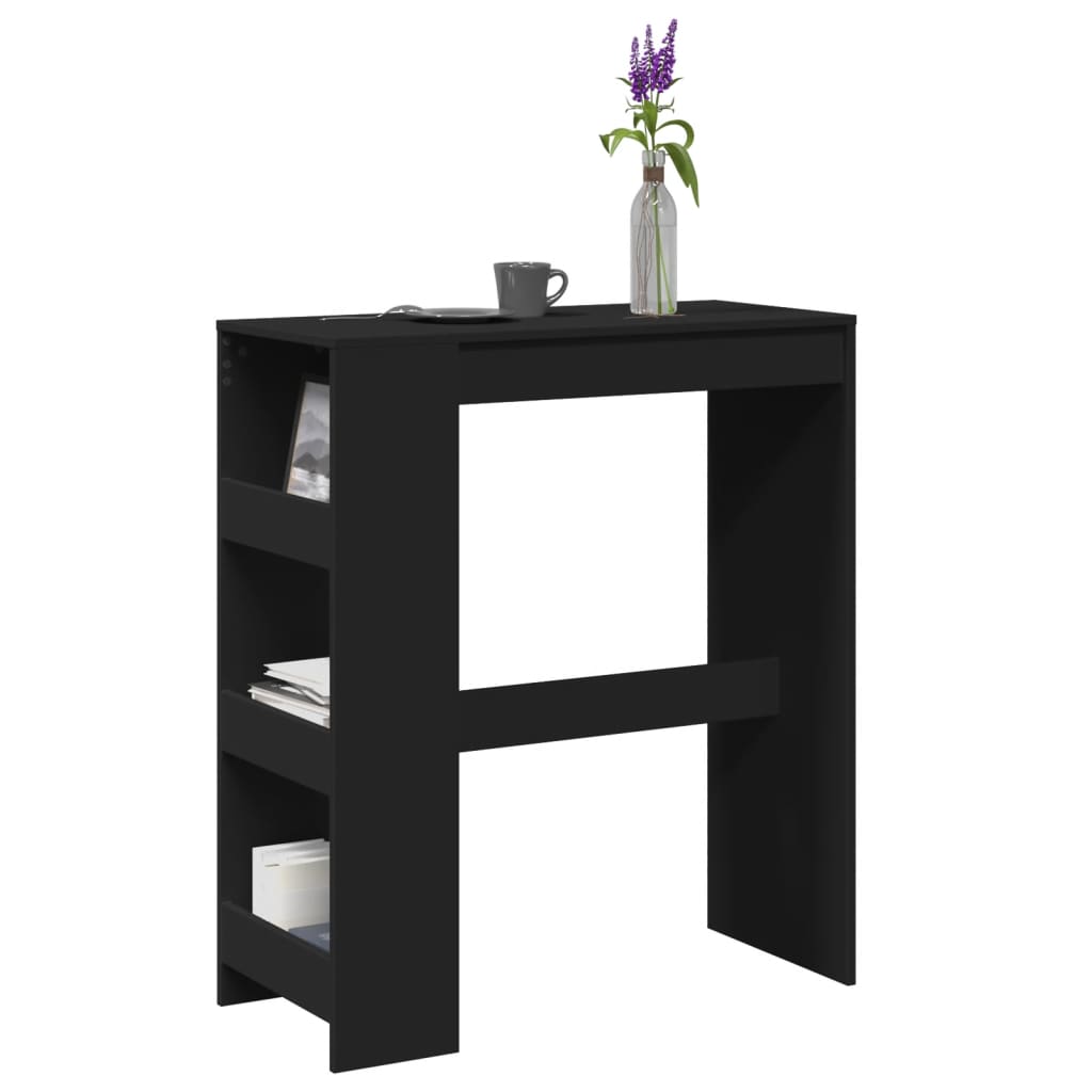 Bartisch mit Regal Schwarz 90x40x103,5 cm Holzwerkstoff