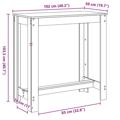 Bartisch Weiß 102x50x103,5 cm Holzwerkstoff