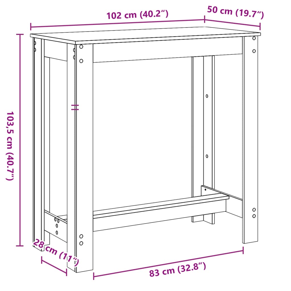 Bartisch Braun Eichen-Optik 102x50x103,5 cm Holzwerkstoff