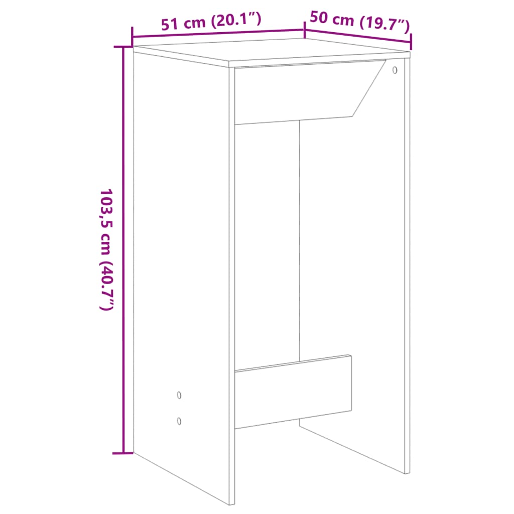 Bartisch Schwarz 51x50x103,5 cm Holzwerkstoff