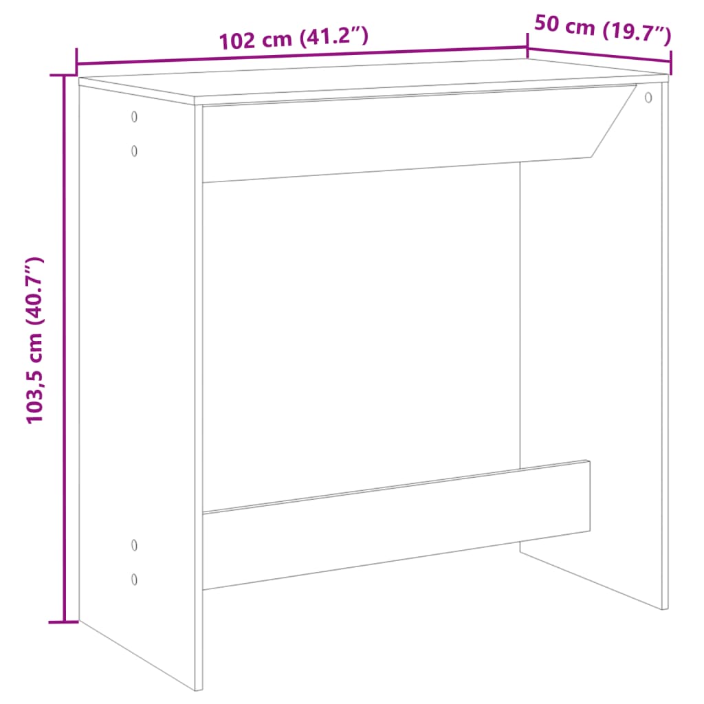 Bartisch Räuchereiche 102x50x103,5 cm Holzwerkstoff