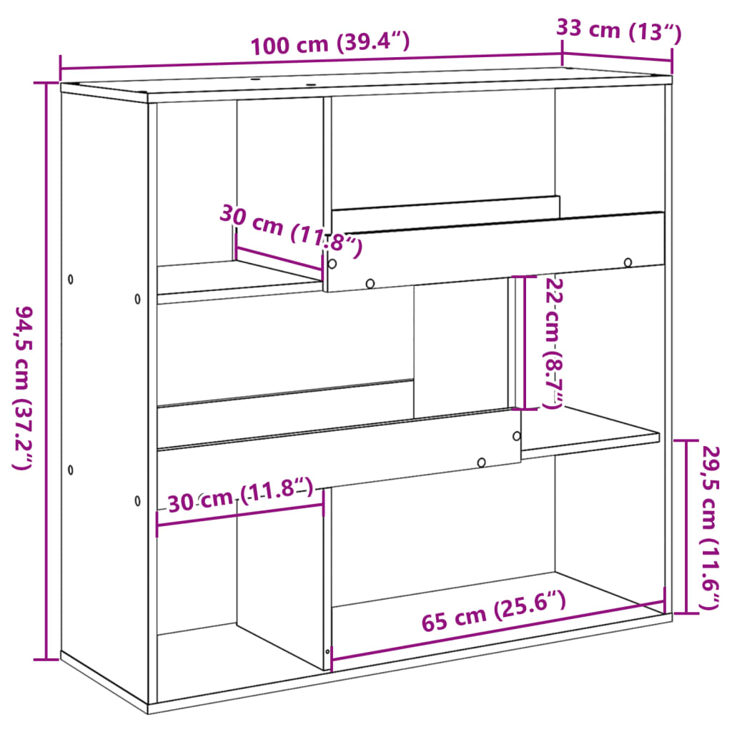 Bücherregal/Raumteiler Weiß 100x33x94,5 cm