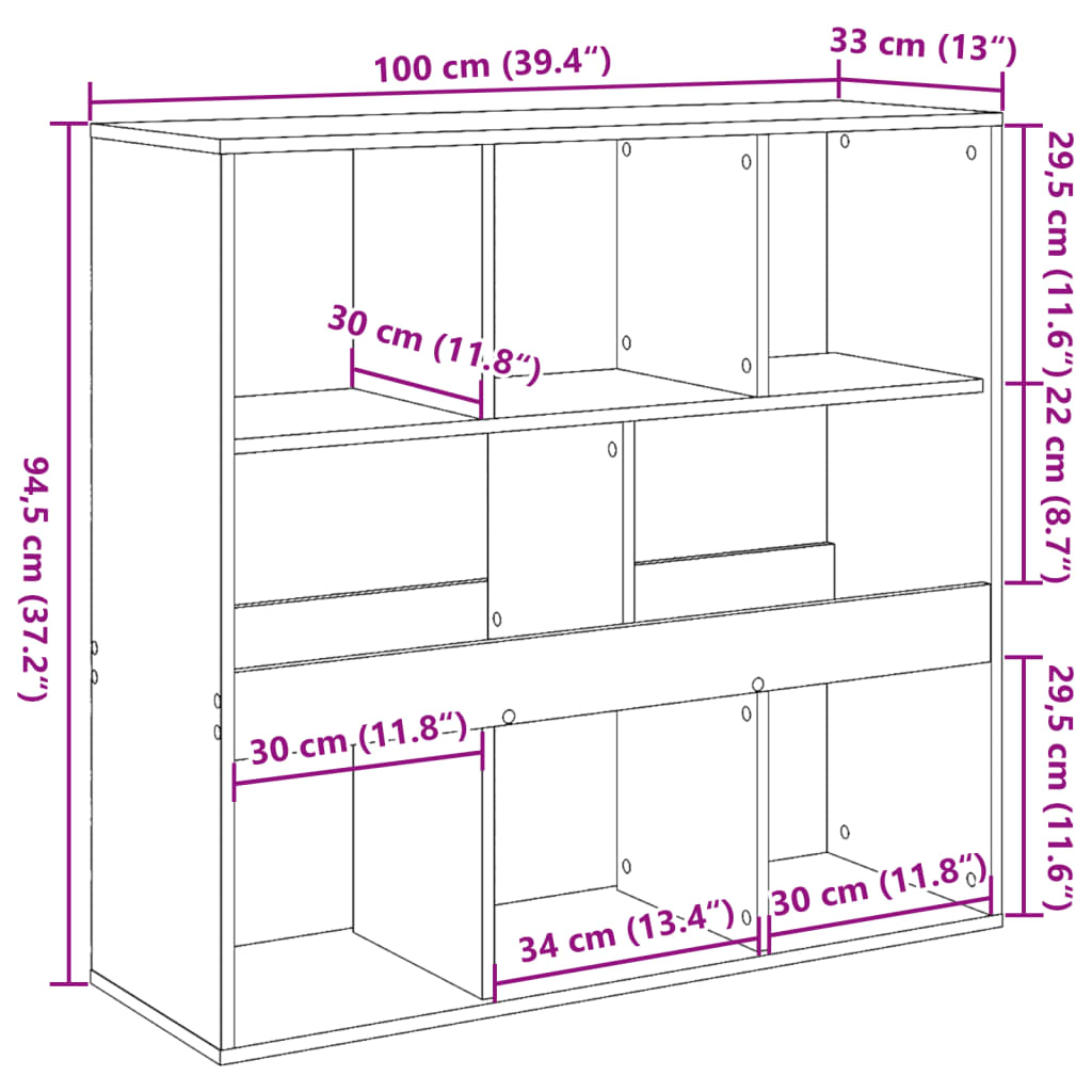 Bücherregal/Raumteiler Weiß 100x33x94,5 cm