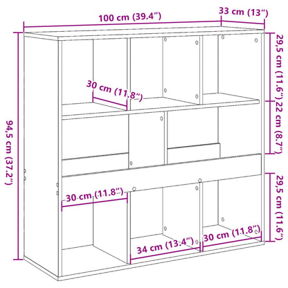 Bücherregal/Raumteiler Schwarz 100x33x94,5 cm