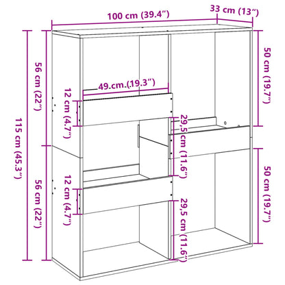 Bücherregal/Raumteiler Sonoma-Eiche 100x33x115 cm