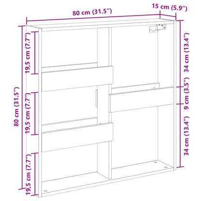 Wandschrank Betongrau 80x15x80 cm Holzwerkstoff