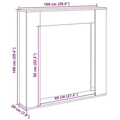 Kaminumrandung Betongrau 100x20x100 cm Holzwerkstoff