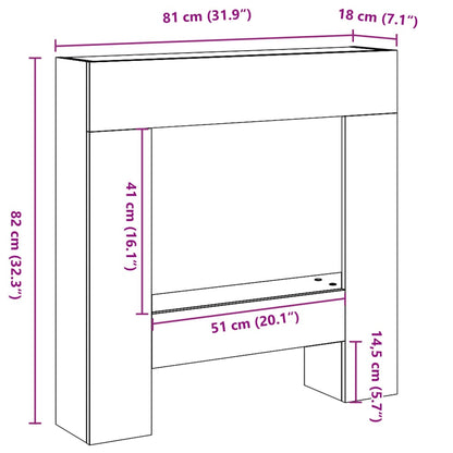 Kaminumrandung Schwarz 81x18x82 cm Holzwerkstoff