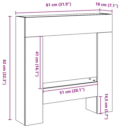 Kaminumrandung Betongrau 81x18x82 cm Holzwerkstoff