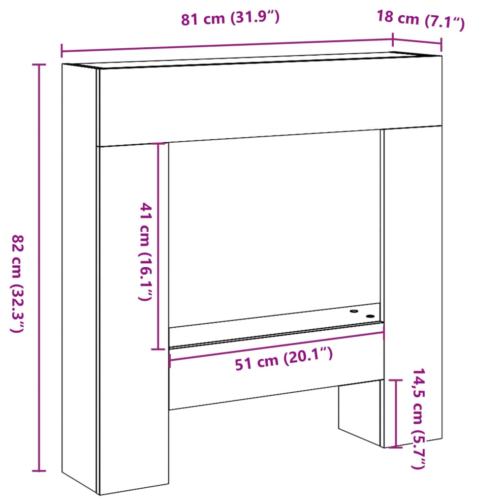 Kaminumrandung Grau Sonoma 81x18x82 cm Holzwerkstoff