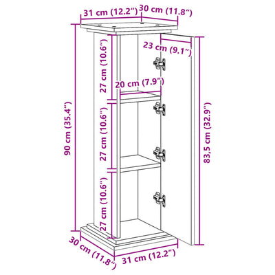 Postament mit Stauraum Altholz-Optik 31x30x90 cm Holzwerkstoff