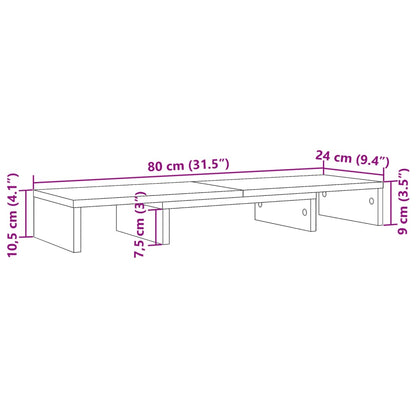 Monitorständer Verstellbar Braun Eichen-Optik 80x24x10,5 cm