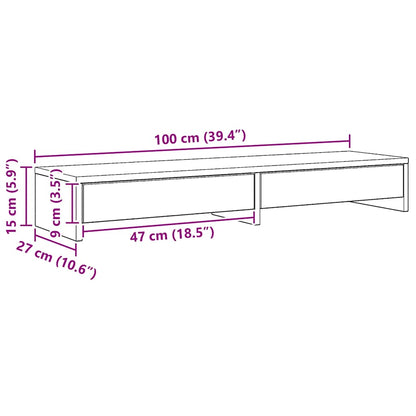 Monitorständer mit Schubladen Artisan-Eiche 100x27x15 cm