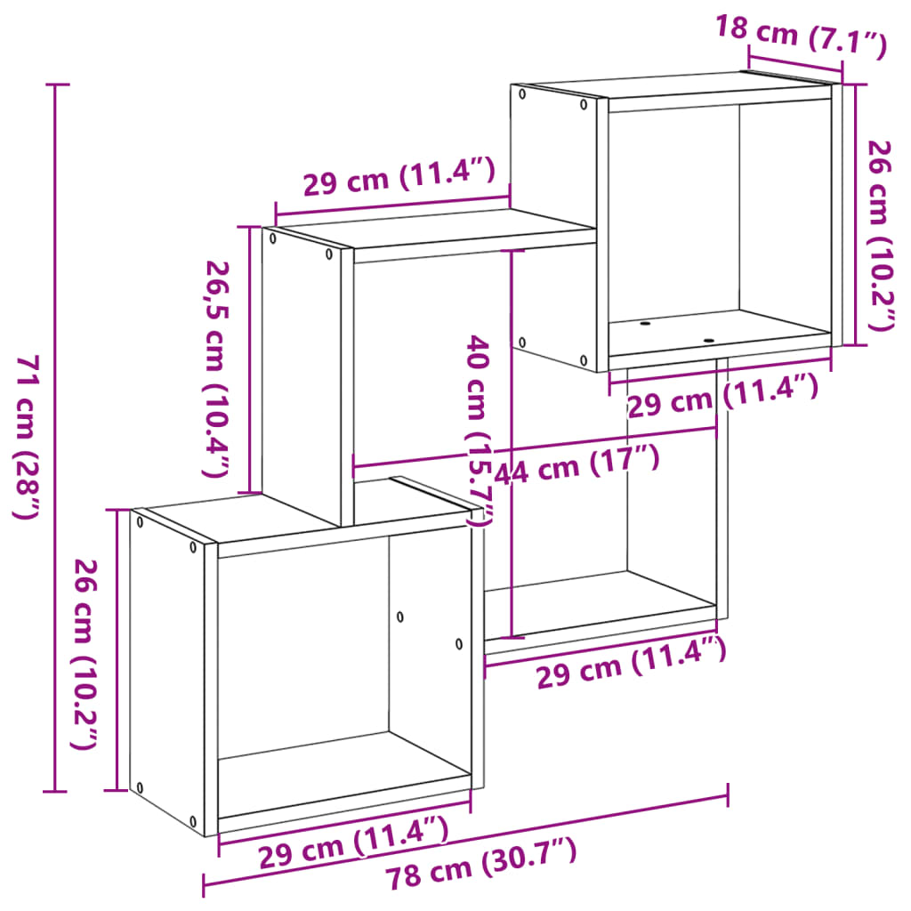 Wandschrank 78x18x71 cm Altholz-Optik Holzwerkstoff