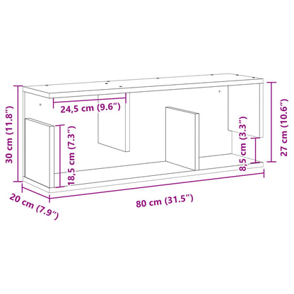 Wandschrank 80x20x30 cm Räuchereiche Holzwerkstoff