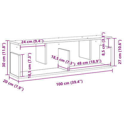 Wandschrank 100x20x30 cm Betongrau Holzwerkstoff