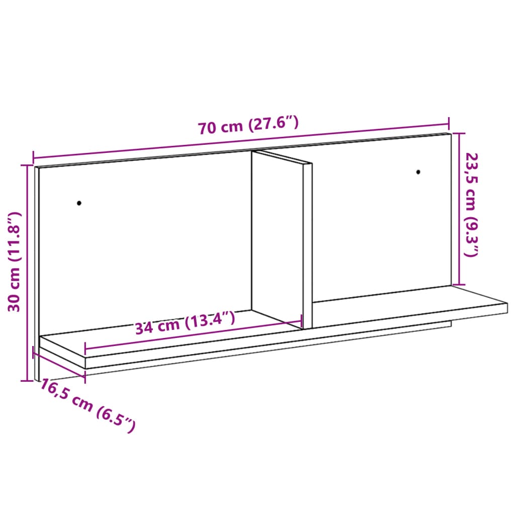 Wandschrank 70x16,5x30 cm Artisan-Eiche Holzwerkstoff