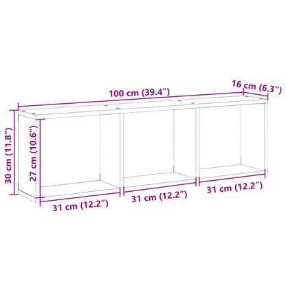 Wandschrank 100x16x30 cm Grau Sonoma Holzwerkstoff