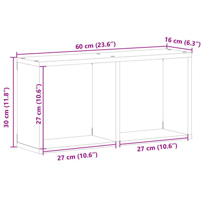 Wandschrank 60x16x30 cm Schwarz Holzwerkstoff