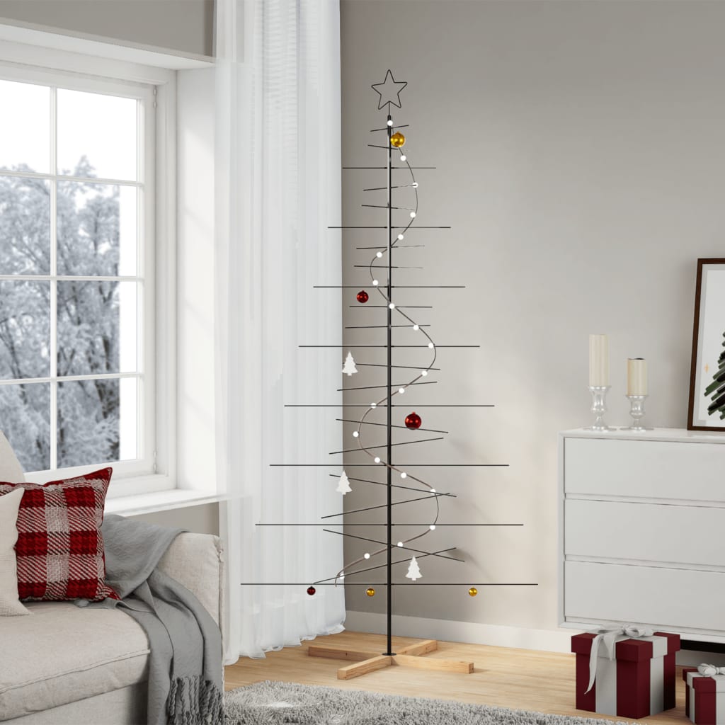 Metall-Weihnachtsbaum zum Dekorieren Holzständer Schwarz 210 cm