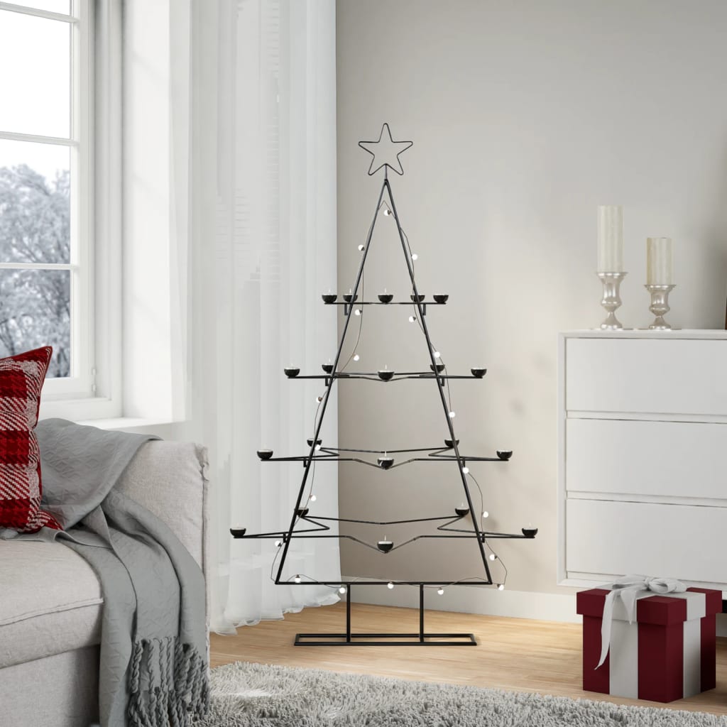 Metall-Weihnachtsbaum für Dekorationen Schwarz 140 cm