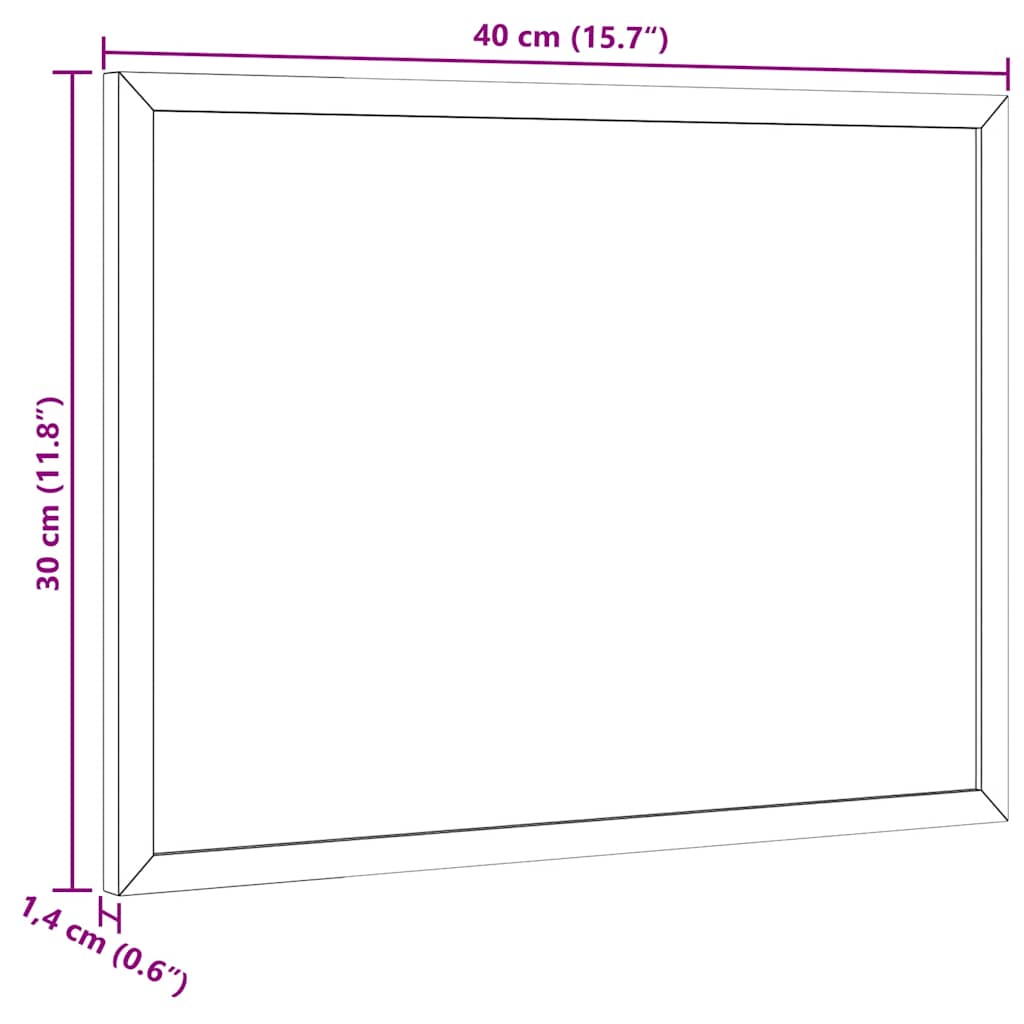 Kreidetafel mit massivem Kiefernholzrahmen Schwarz 40x30 cm