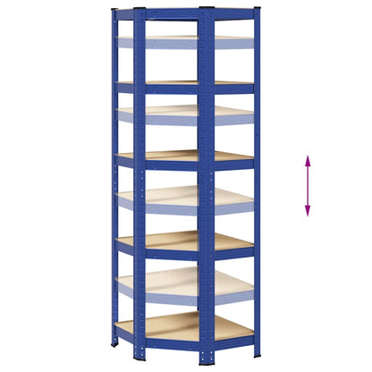 Eckregal mit 5 Böden Blau Stahl & Holzwerkstoff