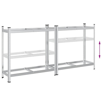 Reifenregale mit 2 Böden 2 Stk. Silbern 110x40x109 cm Stahl