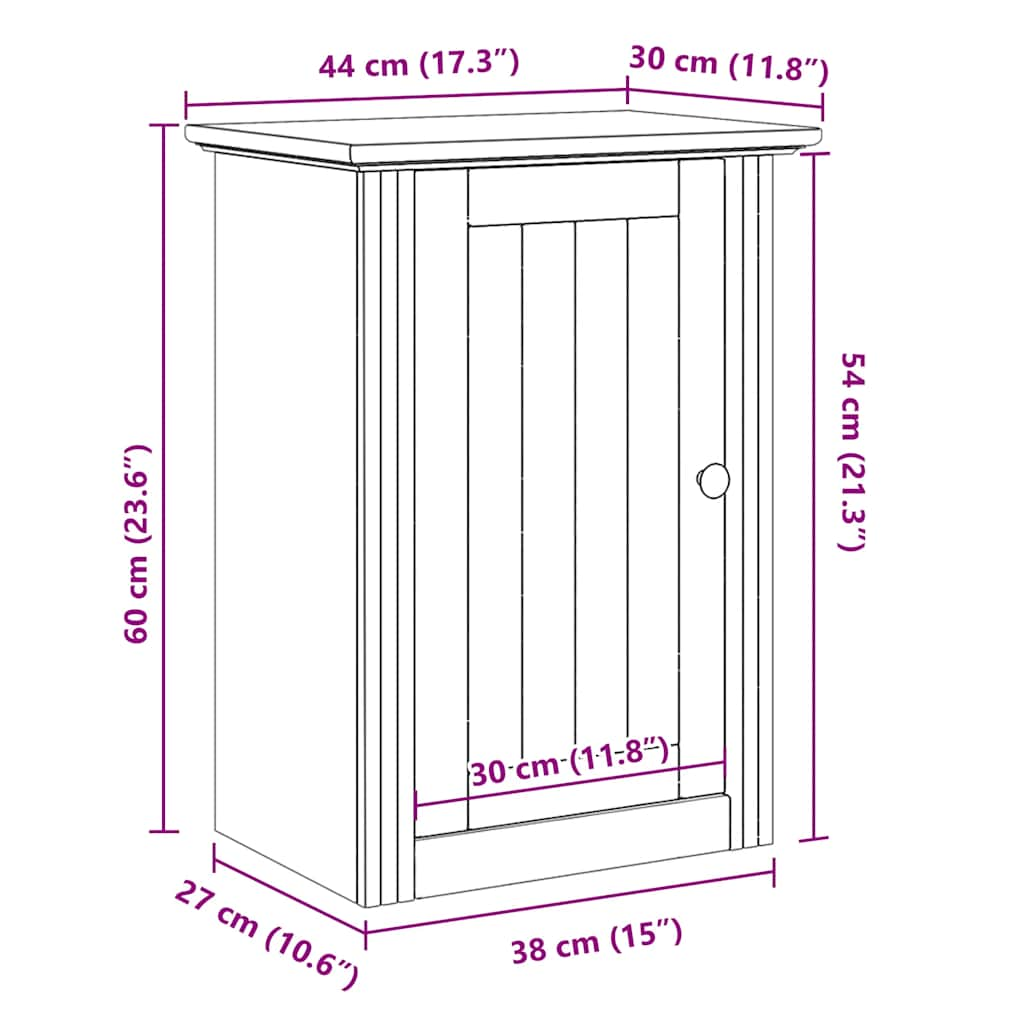 Bad-Wandschrank BODO Weiß und Braun 44x30x60 cm