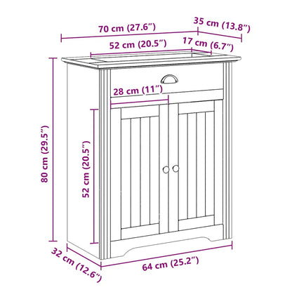 Waschbeckenunterschrank BODO Weiß 70x35x80 cm