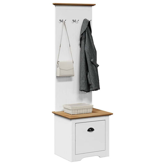 Flurschrank mit Haken BODO Weiß und Braun 50x40x157 cm