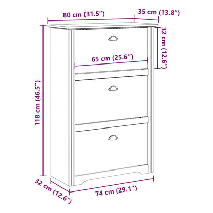 Schuhregal BODO Weiß und Braun 80x35x118 cm