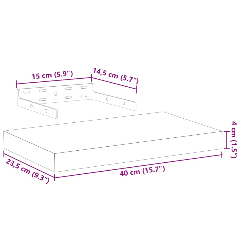 Schweberegale 2 Stk. 40x23,5x4 cm Holzwerkstoff