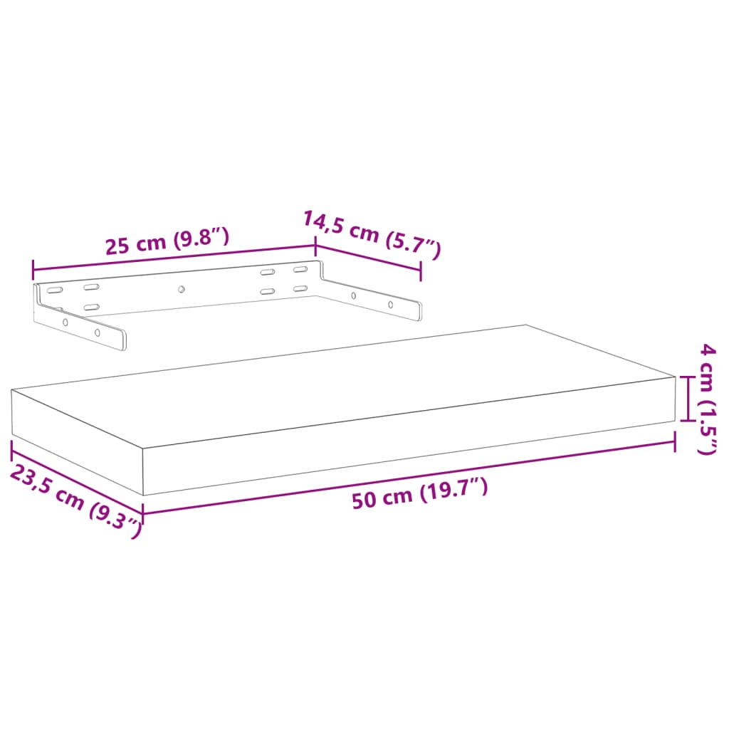 Schweberegale 4 Stk. 50x23,5x4 cm Holzwerkstoff