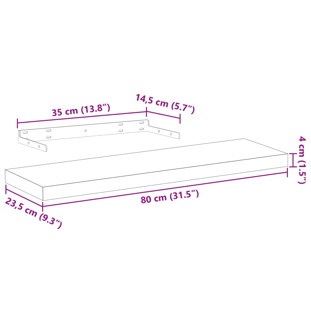 Schweberegale 4 Stk. 80x23,5x4 cm Holzwerkstoff