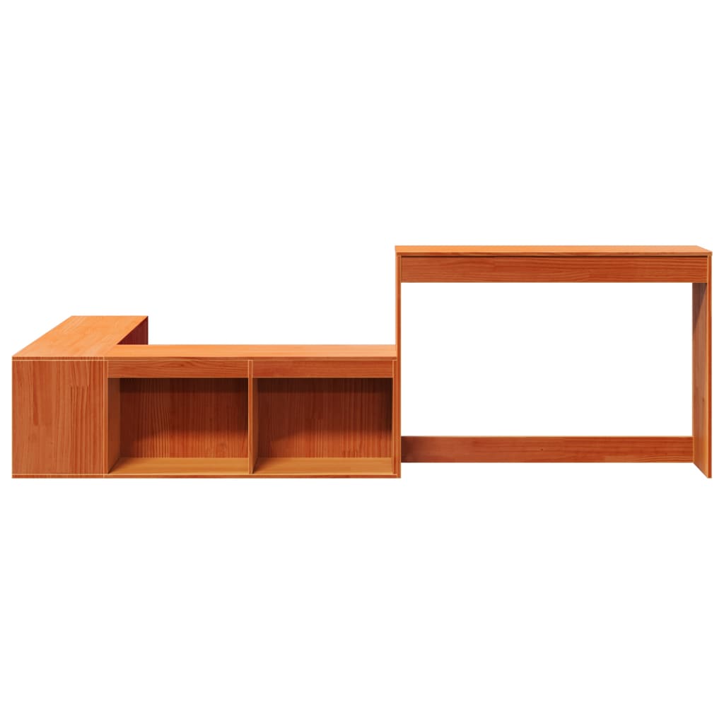 Nachttisch mit Schreibtisch Wachsbraun 232x122x75 cm Massivholz