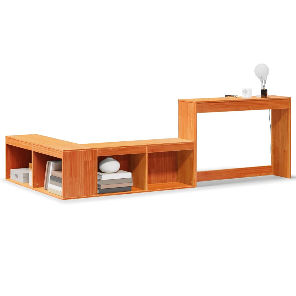 Nachttisch mit Schreibtisch Wachsbraun 222x107x75 cm Massivholz