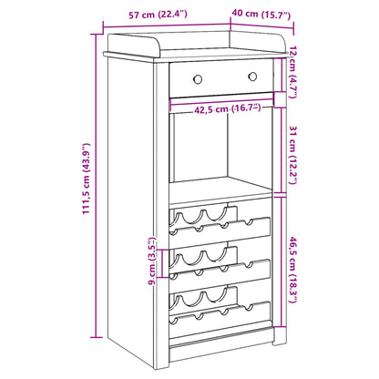 Weinschrank Panama 57x40x111,5 cm Massivholz Kiefer