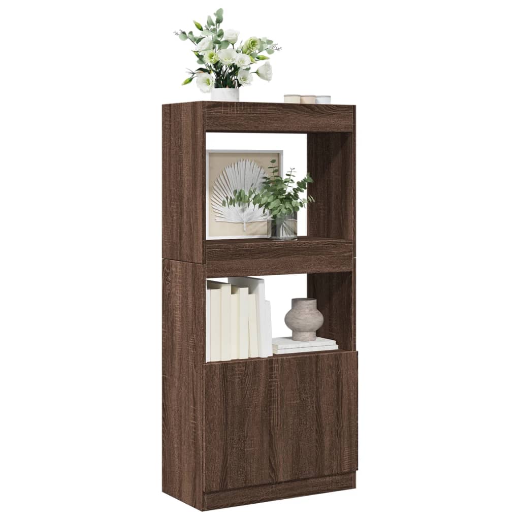 Highboard Braun Eichen-Optik 63x33x140 cm Holzwerkstoff