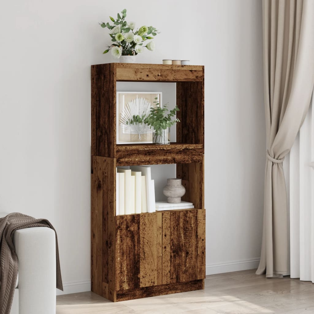 Highboard Altholz-Optik 63x33x140 cm Holzwerkstoff