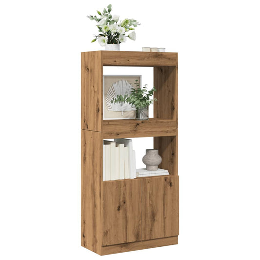 Highboard Artisan-Eiche 63x33x140 cm Holzwerkstoff