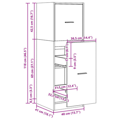 Apothekerschrank Weiß 40x41x118 cm Holzwerkstoff