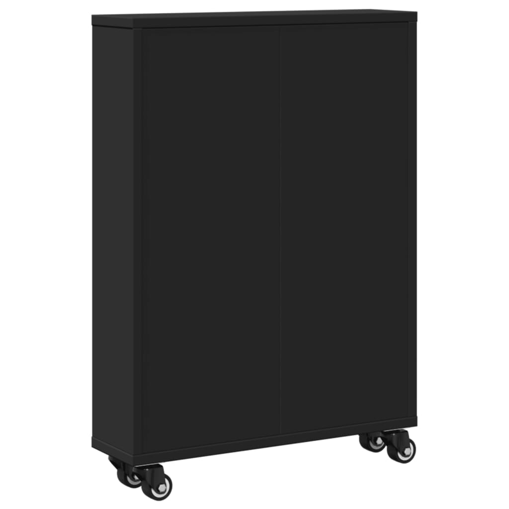 Aufbewahrungswagen Schmal Schwarz 48x13x68 cm Holzwerkstoff