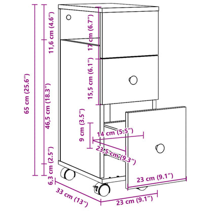 Badschrank Schmal mit Rollen Weiß Holzwerkstoff