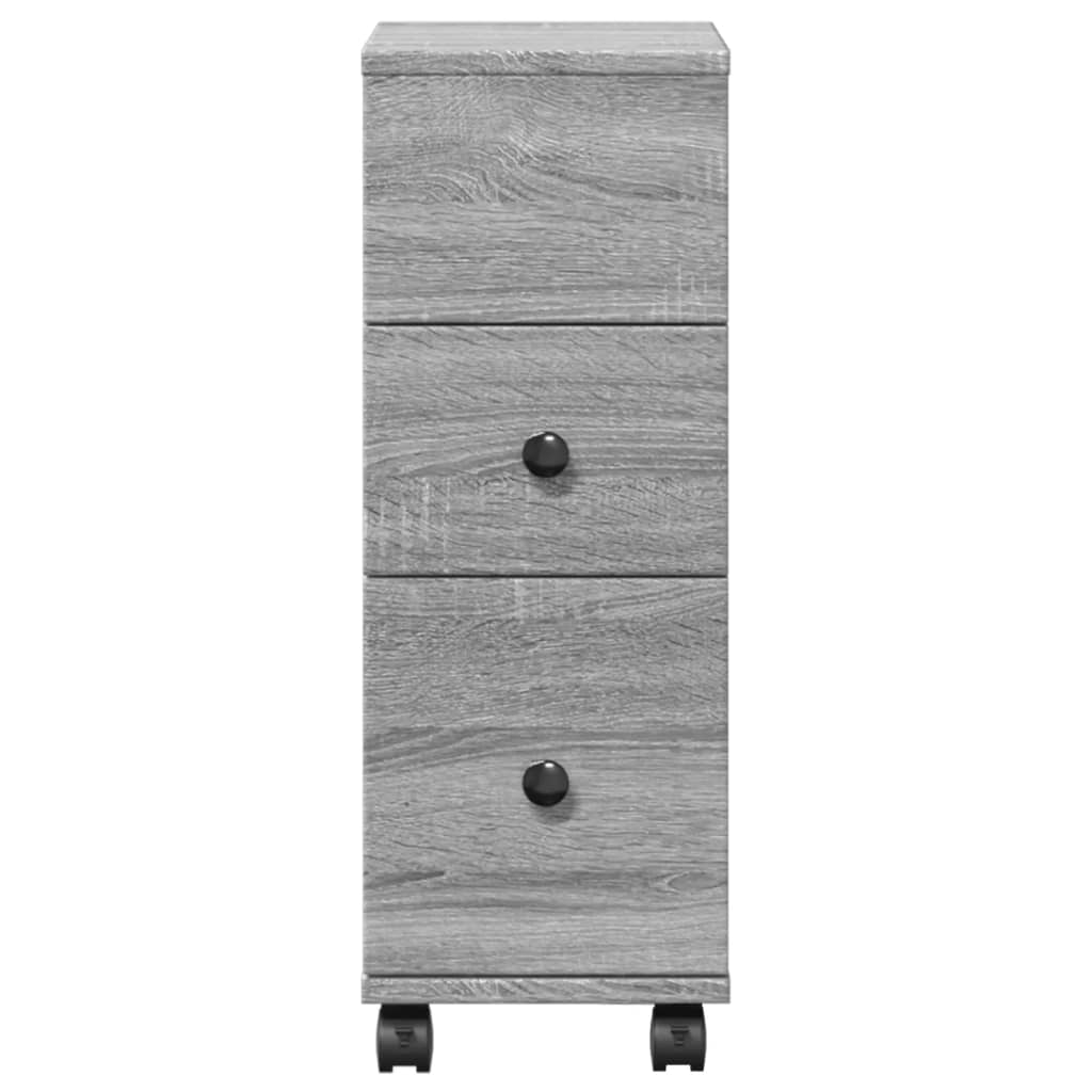 Badschrank Schmal mit Rollen Grau Sonoma Holzwerkstoff