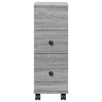 Badschrank Schmal mit Rollen Grau Sonoma Holzwerkstoff