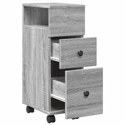 Badschrank Schmal mit Rollen Grau Sonoma Holzwerkstoff