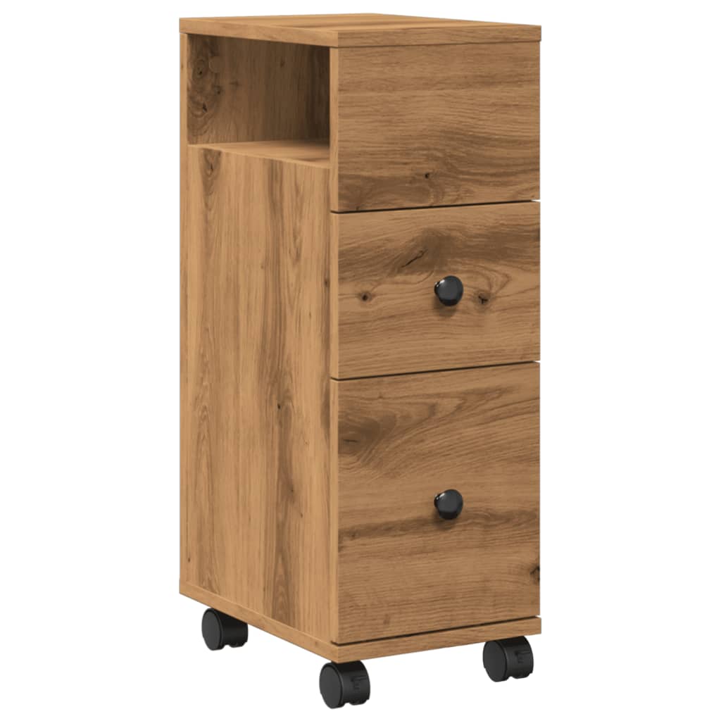 Badschrank Schmal mit Rollen Artisan-Eiche Holzwerkstoff