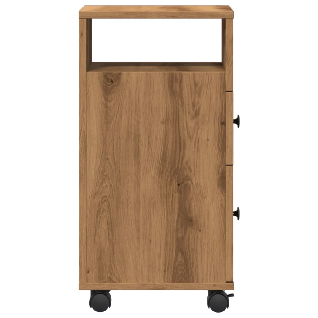 Badschrank Schmal mit Rollen Artisan-Eiche Holzwerkstoff